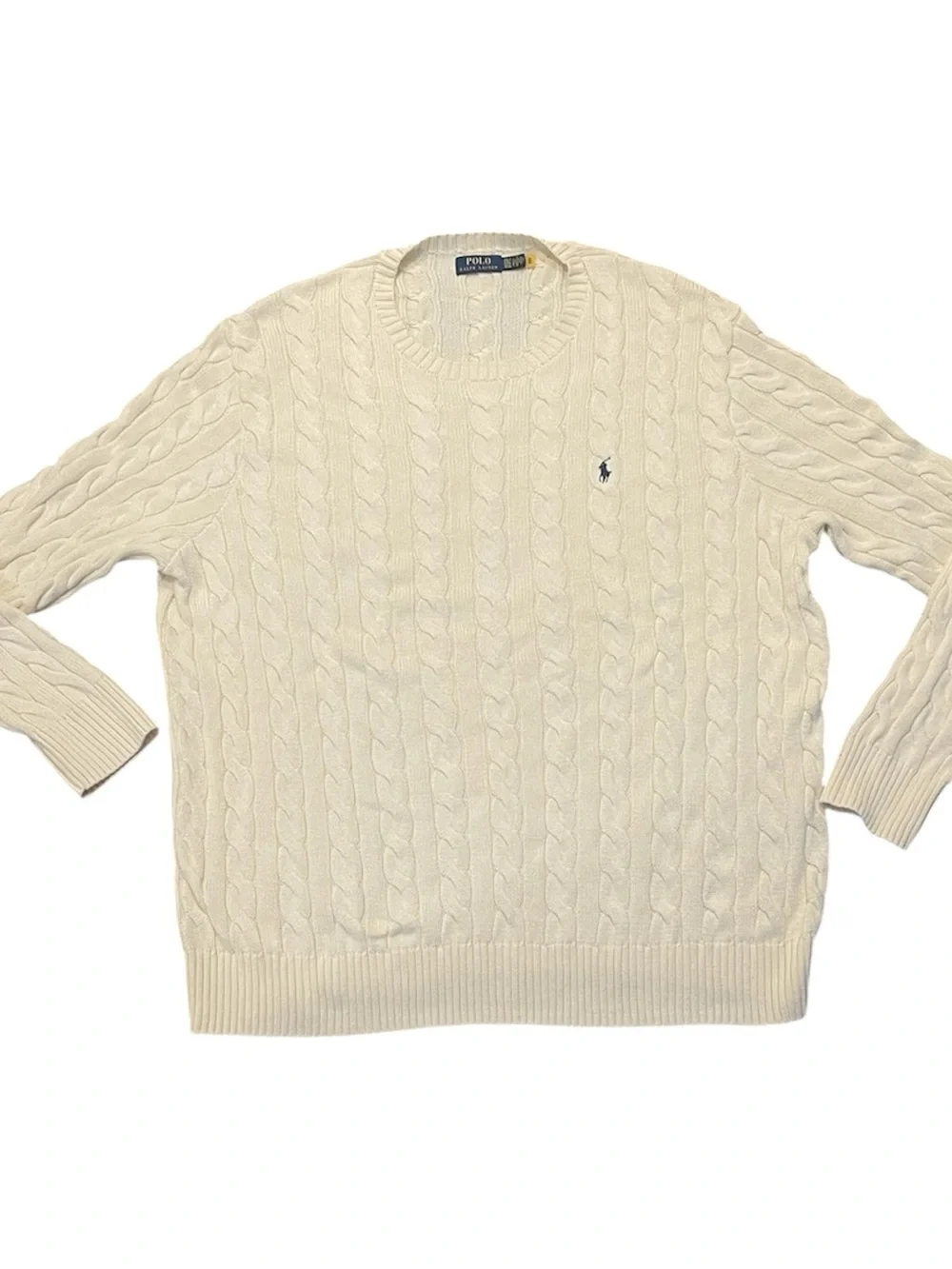 Polo Ralph Lauren .| Mens Cotton Ivory Cable knit Sweater Sz 3XLT